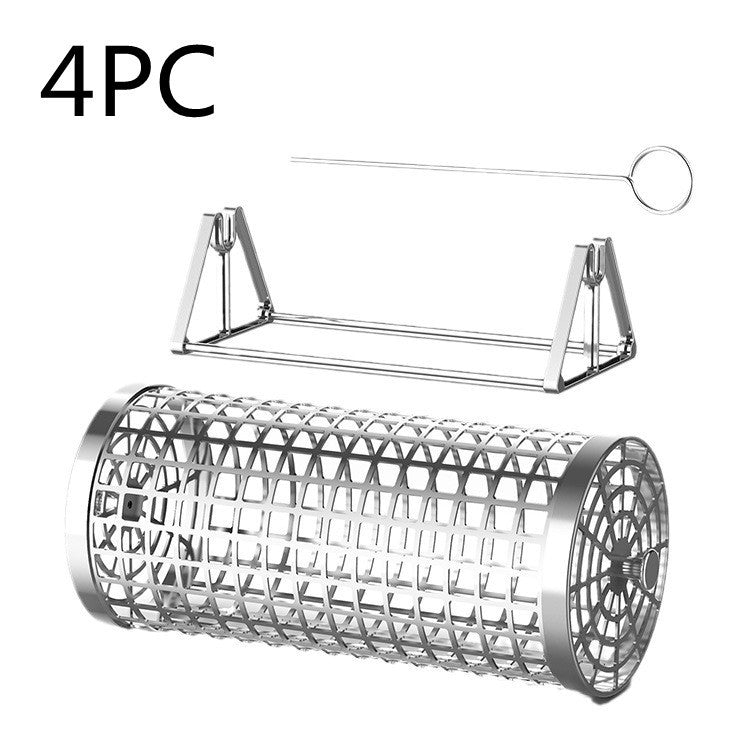 ProGrill Rotating Grill Basket: Outdoor Smoking Cage Portable Barbecue Net Rolling BBQ Grill