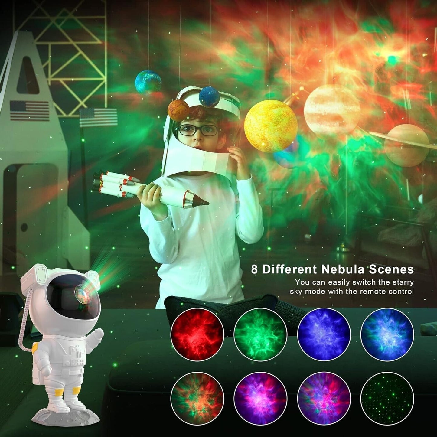 Star Projector Galaxy Night Light - Astronaut Space Buddy Projector with Remote