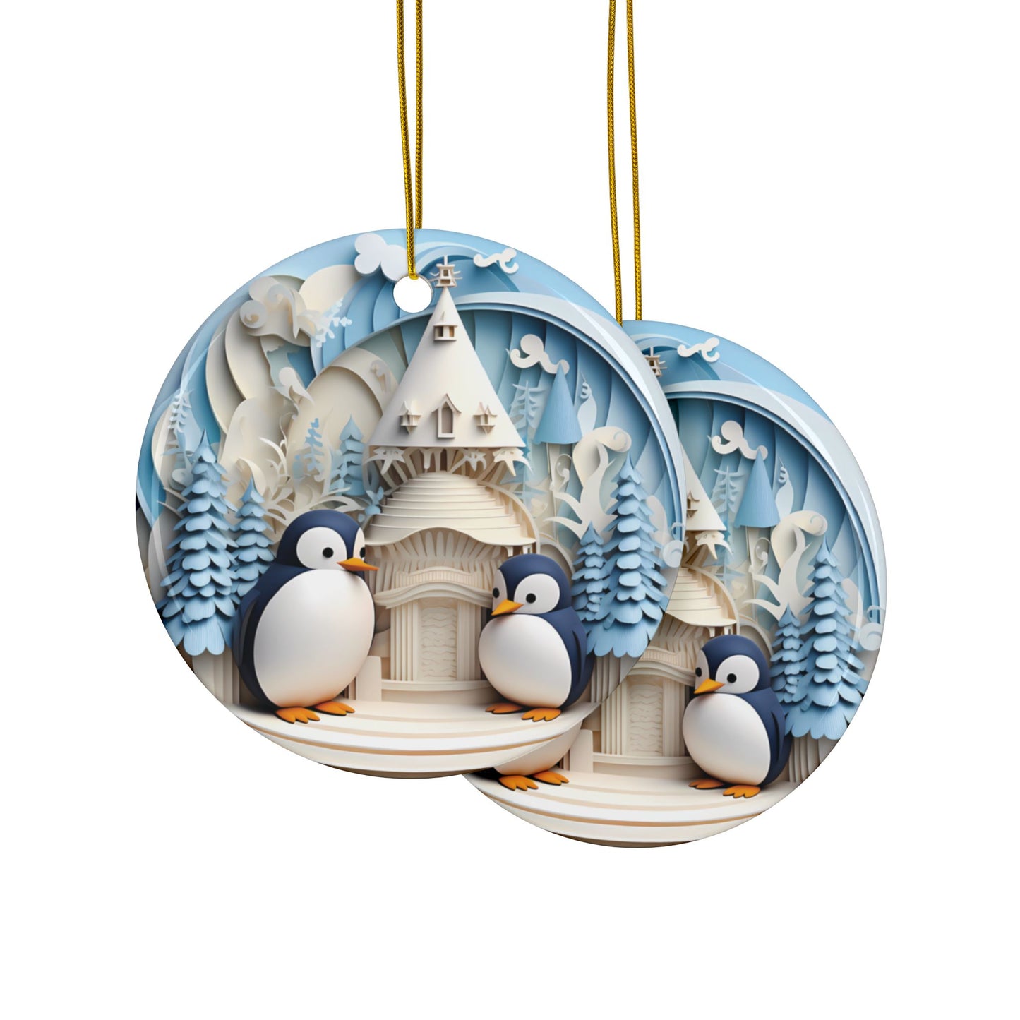 Mother and Baby Penguin Christmas Tree Ornament