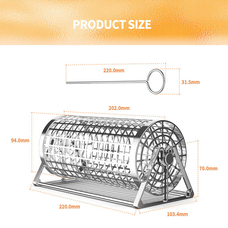 ProGrill Rotating Grill Basket: Outdoor Smoking Cage Portable Barbecue Net Rolling BBQ Grill