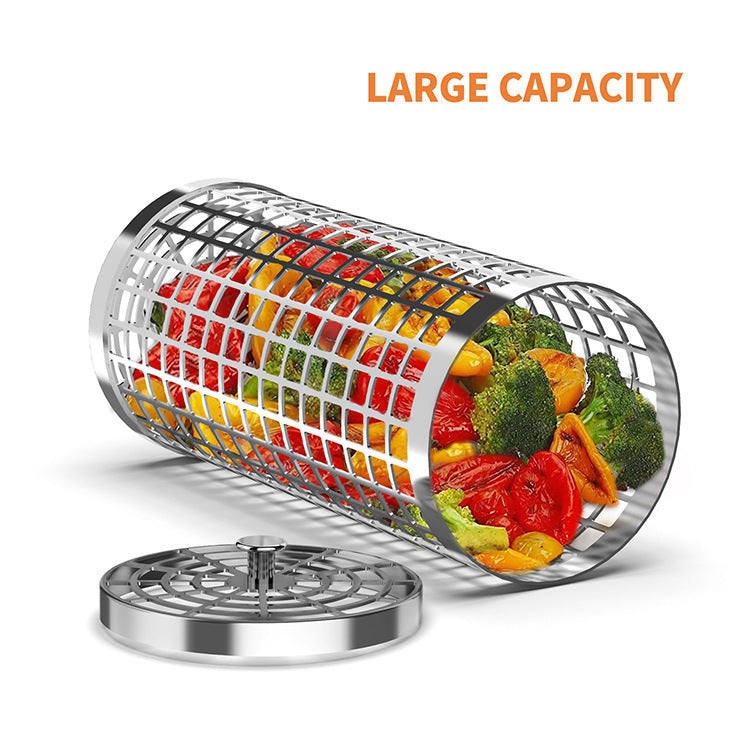 ProGrill Rotating Grill Basket: Outdoor Smoking Cage Portable Barbecue Net Rolling BBQ Grill