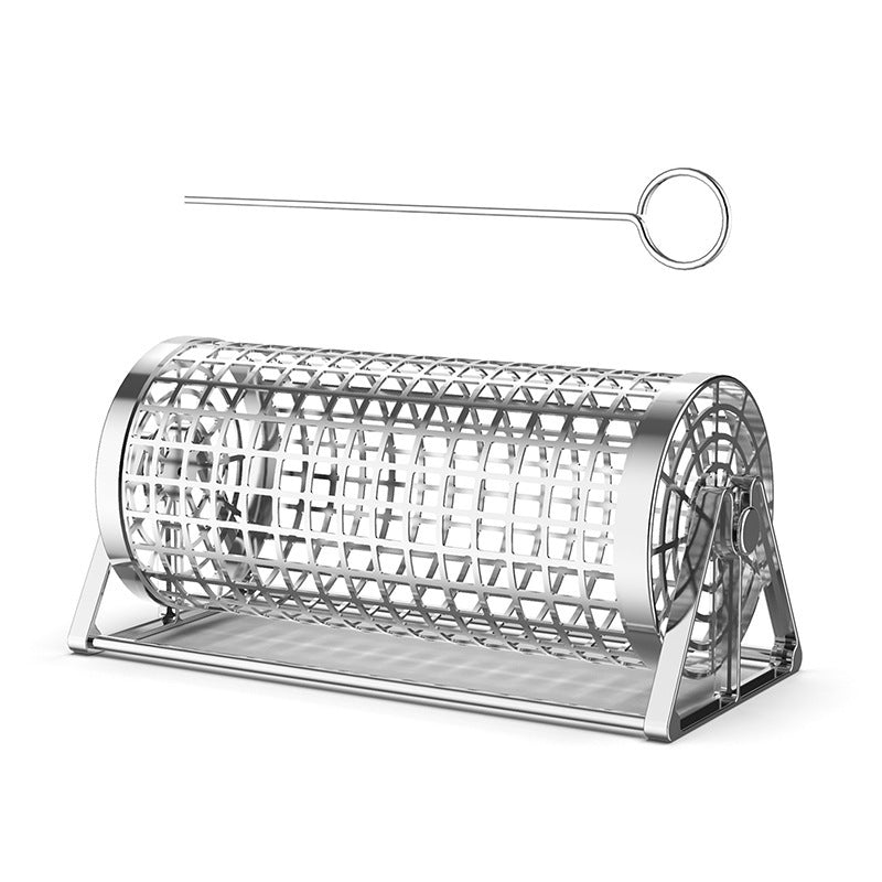 ProGrill Rotating Grill Basket: Outdoor Smoking Cage Portable Barbecue Net Rolling BBQ Grill