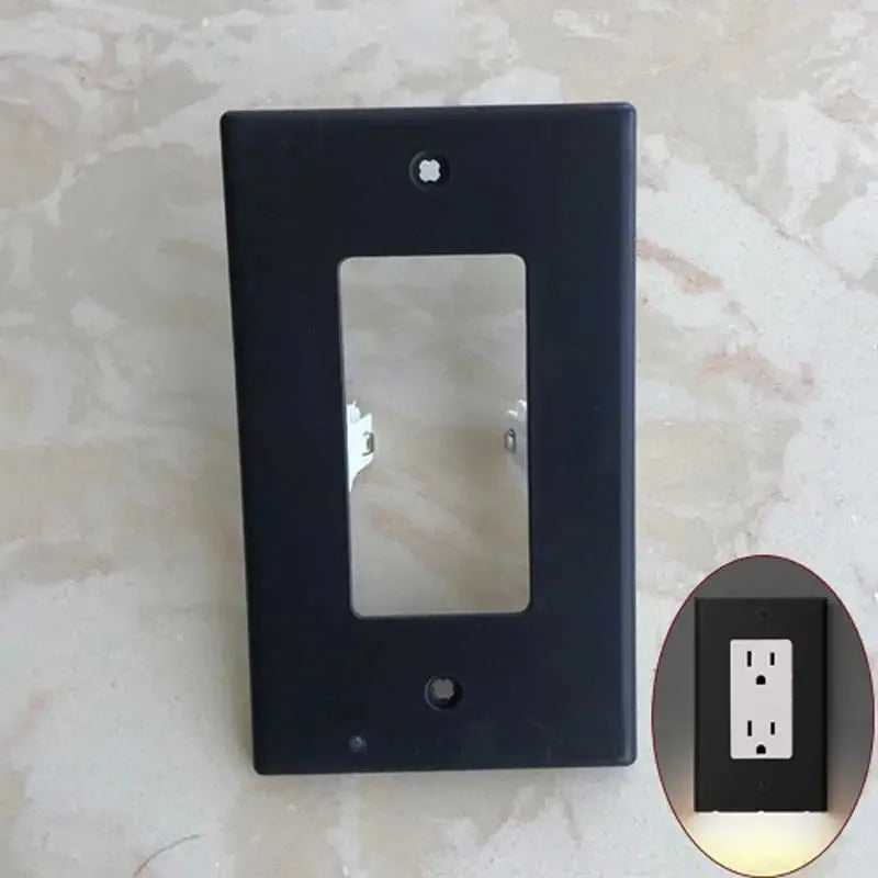 Duplex Electrical Outlet Modern Plugboard Plug-In Electrical Receptacle Wall Plate with LED Night Lights - Auto On/Off Sensor