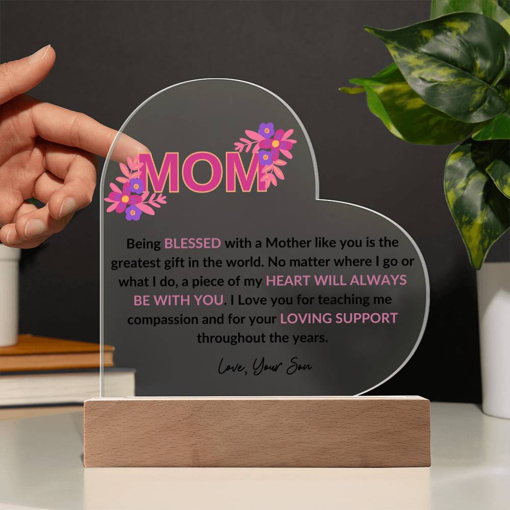 MOM | Acrylic Heart Night Light