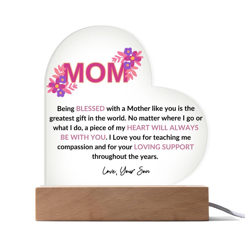 MOM | Acrylic Heart Night Light