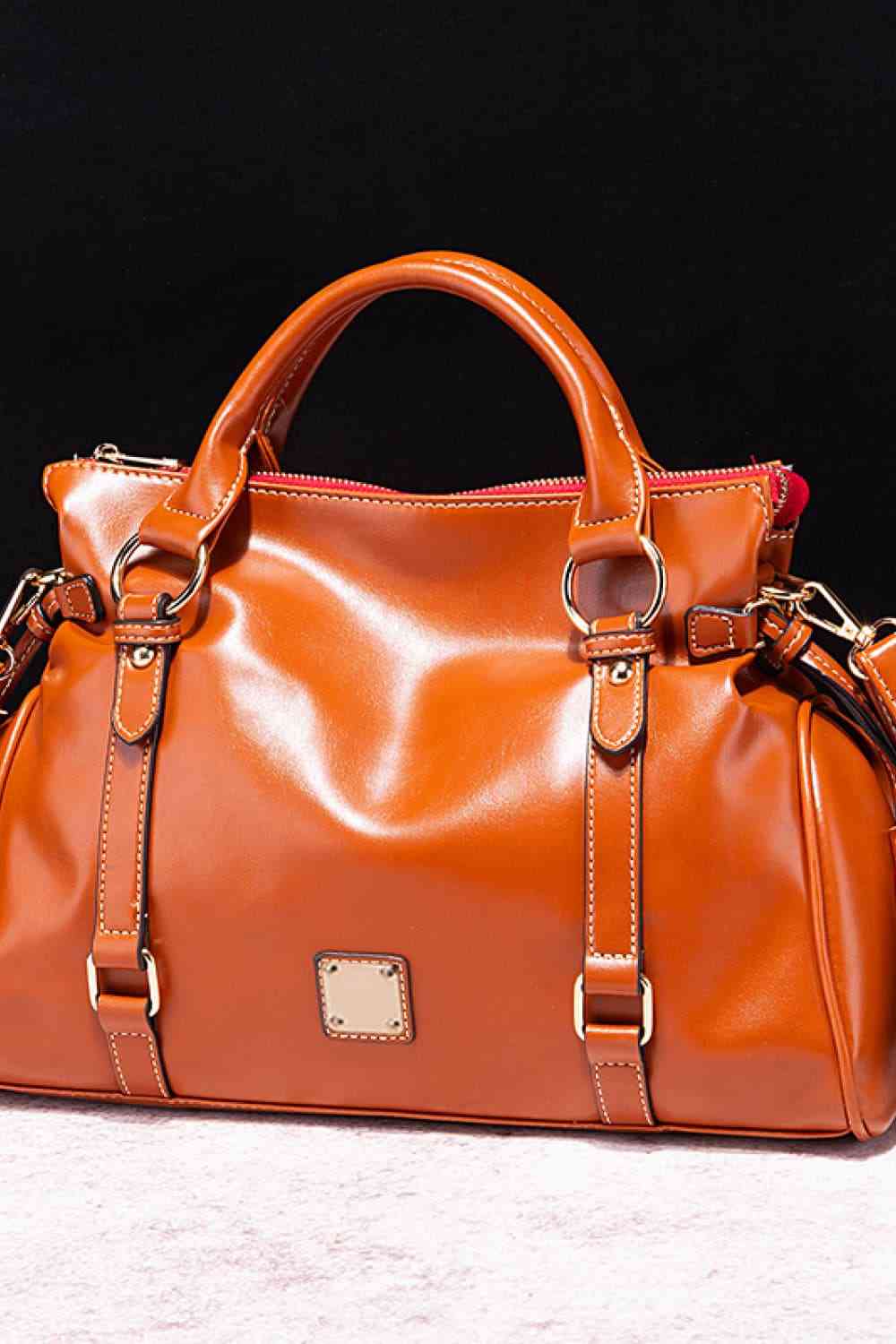 Large Leather Satchel with Tassels