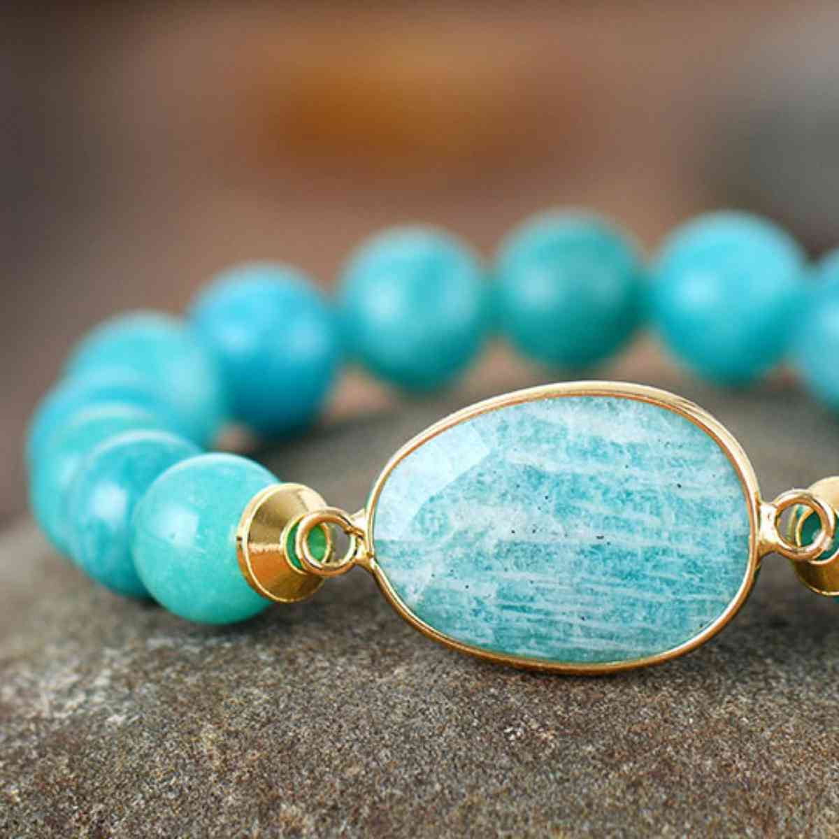 Natural Blue Stone Beaded Bracelet