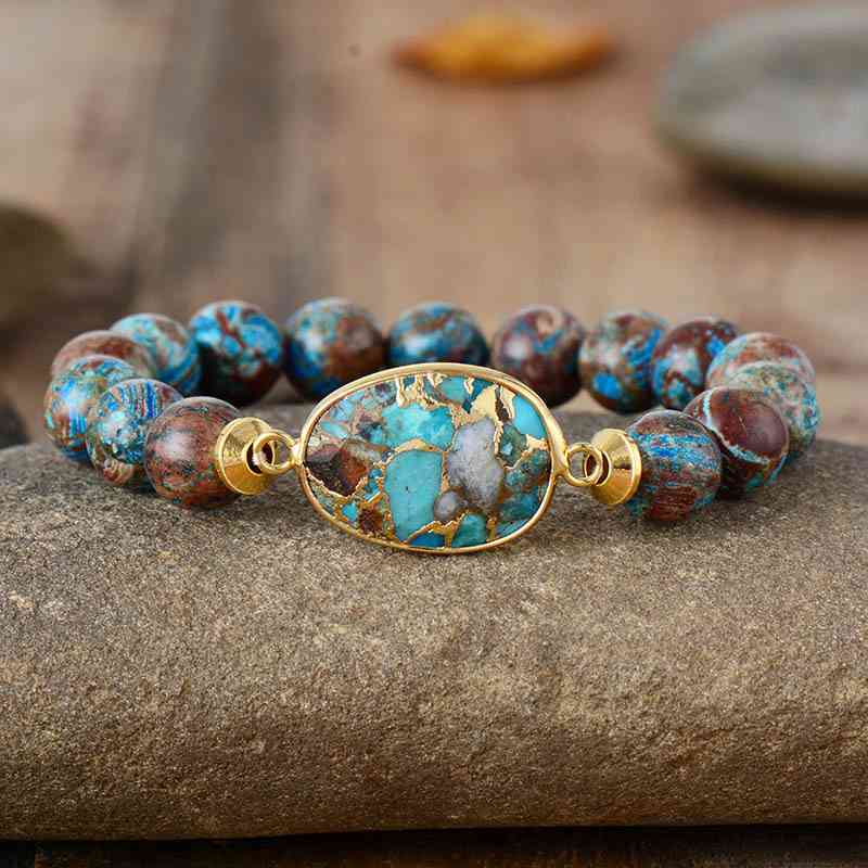 Natural Blue Stone Beaded Bracelet