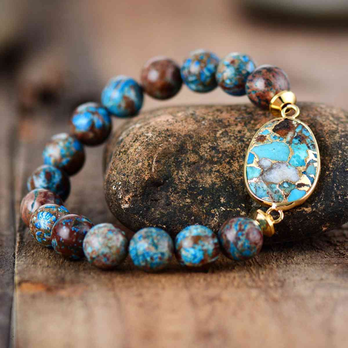 Natural Blue Stone Beaded Bracelet