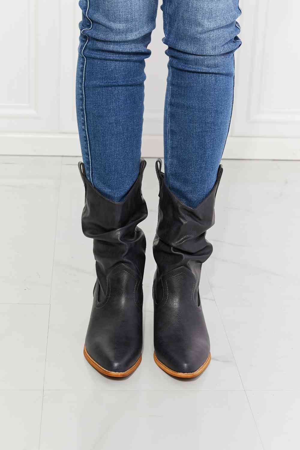 Scrunch Cowboy Boots in Navy