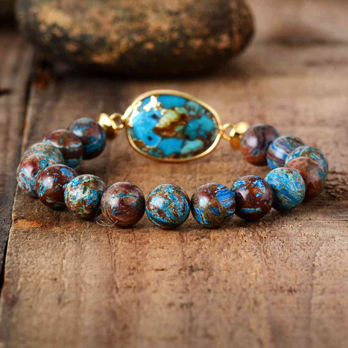 Natural Blue Stone Beaded Bracelet