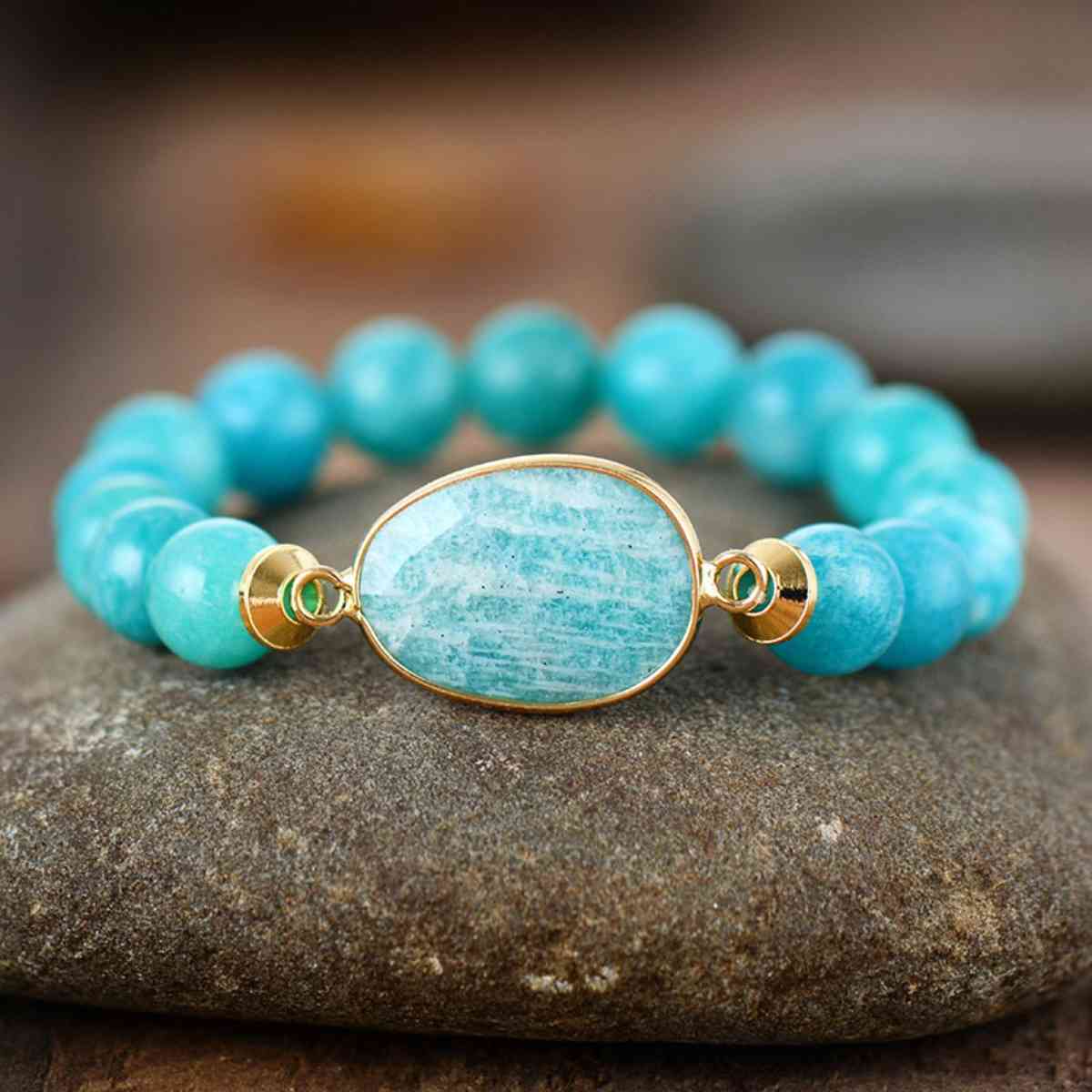 Natural Blue Stone Beaded Bracelet