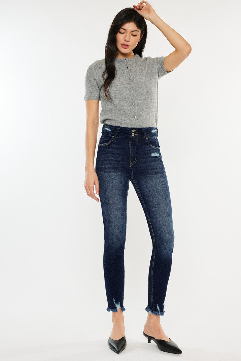 Full Size Cat's Whiskers Raw Hem High Waist Jeans